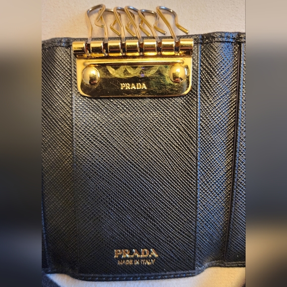 PRADA Tessuto Milano Saffiano Leather 6 Key Holder Wallet Cardholder Black - Picture 8 of 15